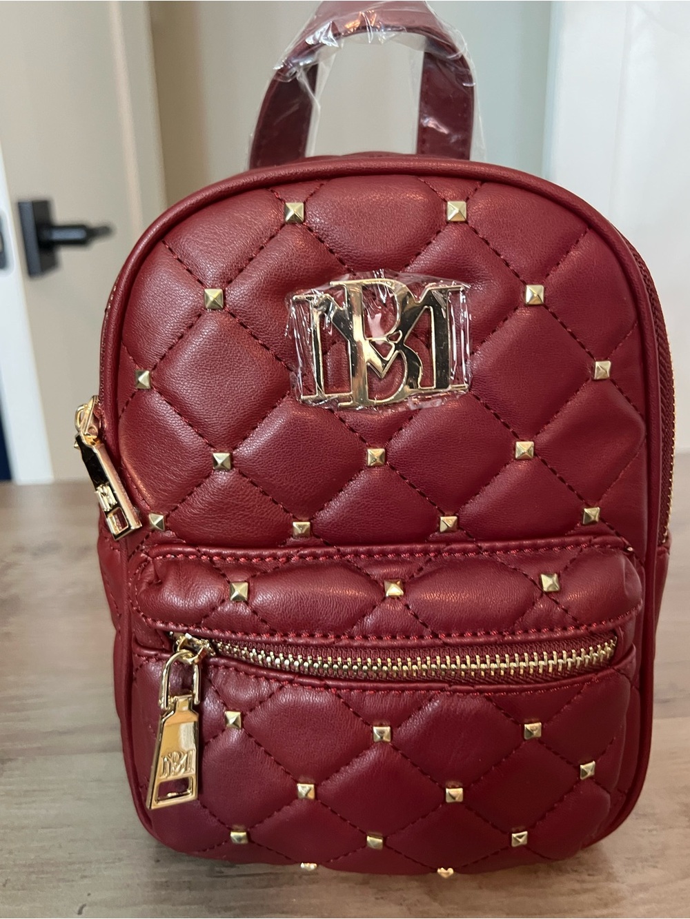 NWT Badgley Mischka Quilted Mini Backpack - Wine Color